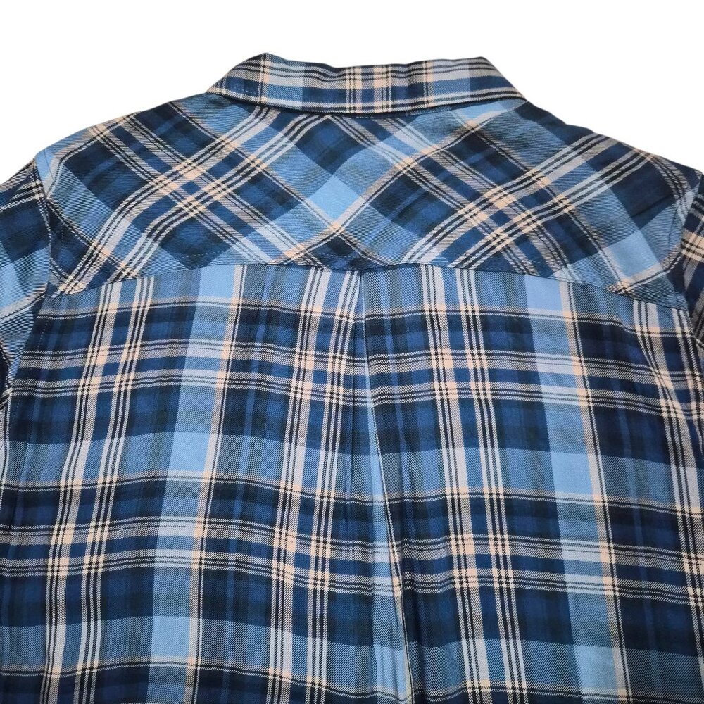Terra & Sky Women's Button Down Shirt Plaid Long Sleeve Size 1X, 3X Blue Comet - Picture 6 of 11